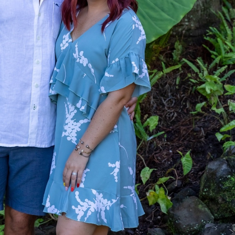 V Neck Ruffle Floral Print Dress